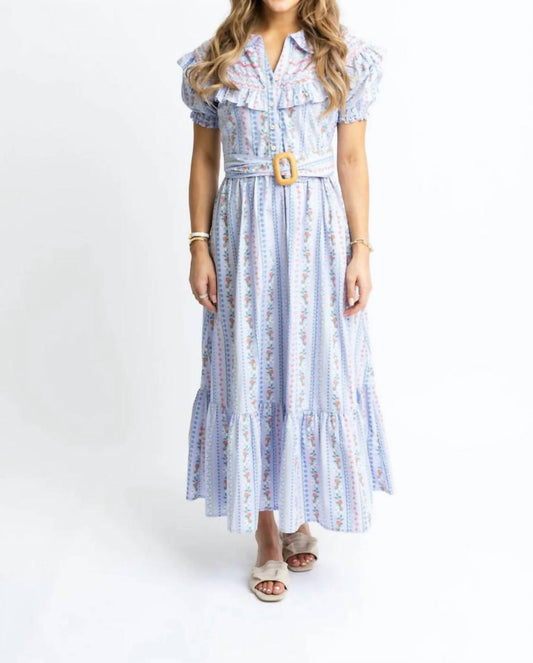 Karlie - French Floral Belted Maxi Dress