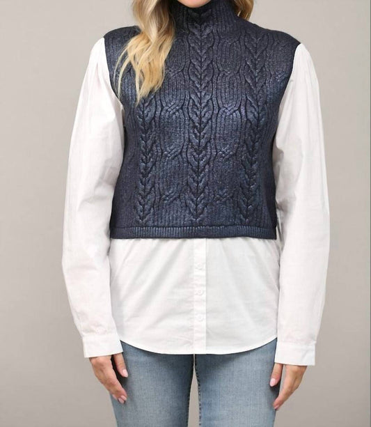 Fate - Foil Cable Knit Twofer Sweater