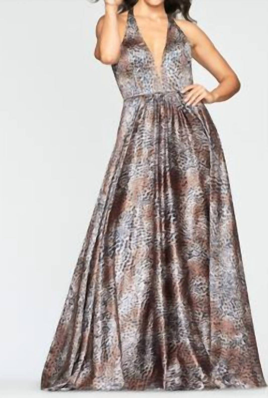 Faviana - Halter V-Neck Gown