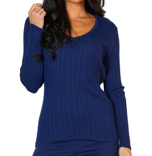 Angel Apparel - Braided V-Neck Sweater