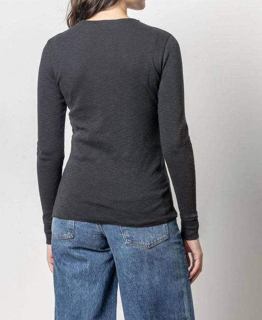 Lilla P - Long Sleeve Raw Edge Crewneck Top