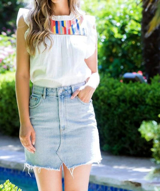 Thml - Cancun Embroidered Ruffle Sleeve Top