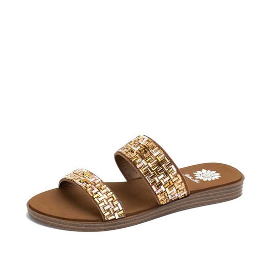 Yellowbox - Women's Deloris Two Strap Rhinestones Sandals
