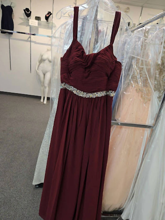 Let'S - Women's Chiffon Evening Gown With Beaded Waist Detail