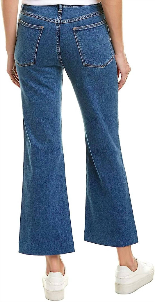 Wide Leg Ankle Cotton Washed Stretch Jeans