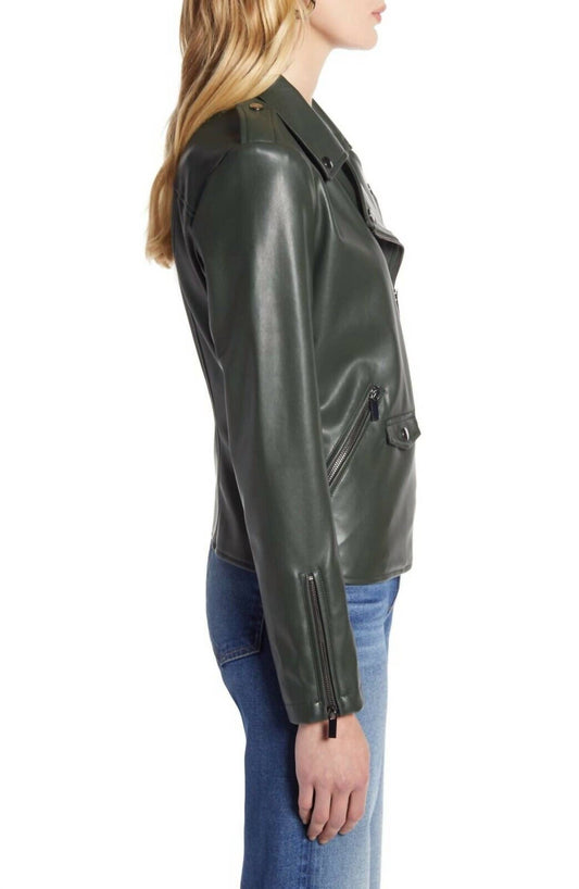 Halogen - Faux Leather Motorcycle Biker Moto Jacket