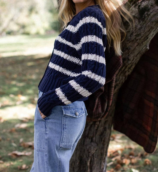 Marea - Striped Cable Cardigan
