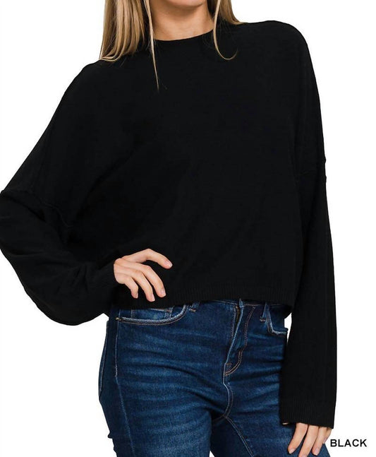 42Pops - Mock Neck Comfy Crop Sweater