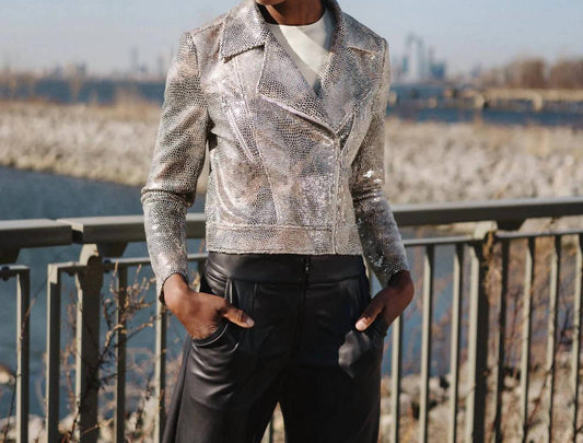 Clara Sunwoo - Sequin Knit Moto Jacket