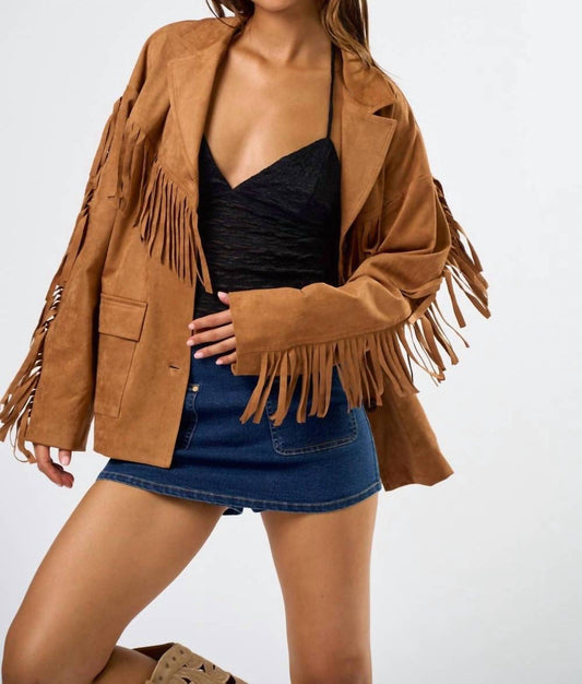 Blue Blush - The Sawyer Suede Fringe Jacket