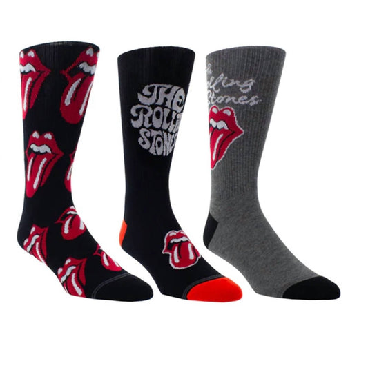 Perri’S Socks - Men's 3 Pair The Rolling Stones Assorted Crew Socks
