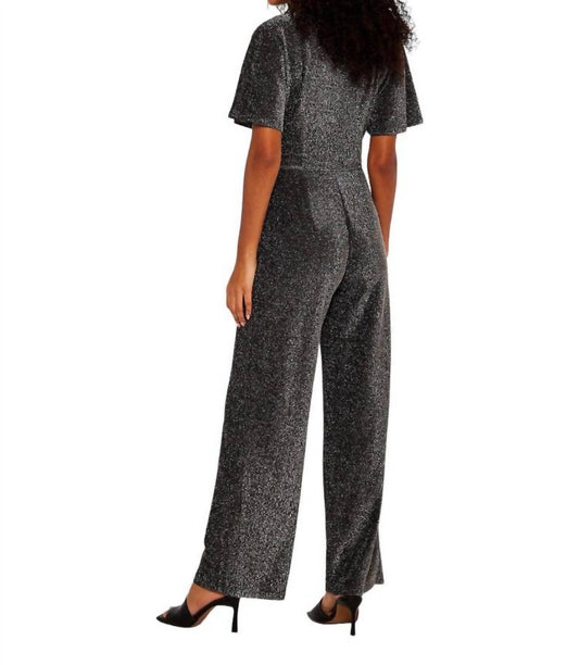 Apricot - Sparkle Angel Sleeve Jumpsuit