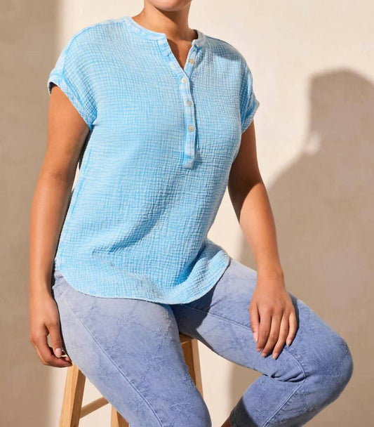 Tribal - Vintage Wash Cotton Gauze Cap Sleeve Top