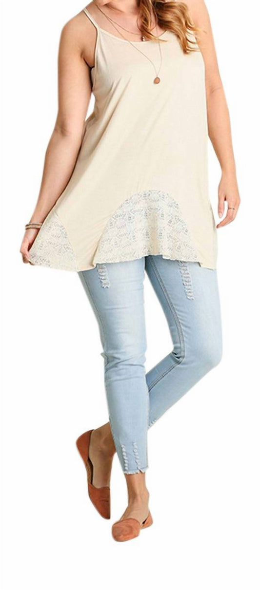 Umgee - Lace Flared Tank Top