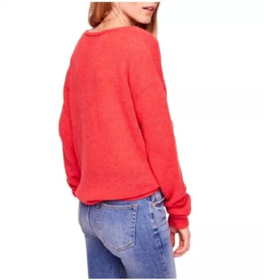 Free People - Gossamer V-Neck Sweater Coral Light Knit Pullover