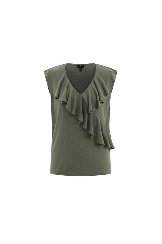 Marble - Women's V-neck Ruffle Top