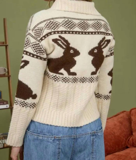 Blu Pepper - Bunny Jacquard Collared Cardigan