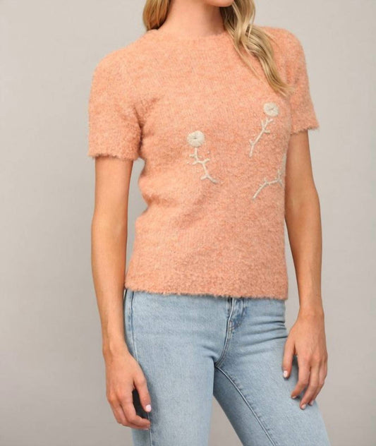Fate - Short Sleeve Embroidered Sweater