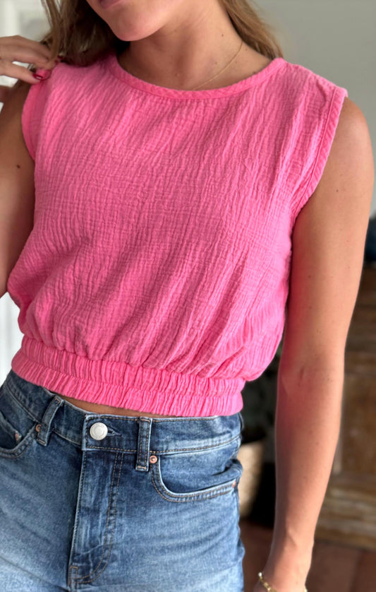 Bobi - Crewneck Tank With Elastic Hem Top