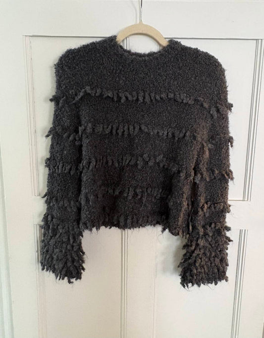 Alysi - Women's Maglia Fringes Tricot Girocoll Top