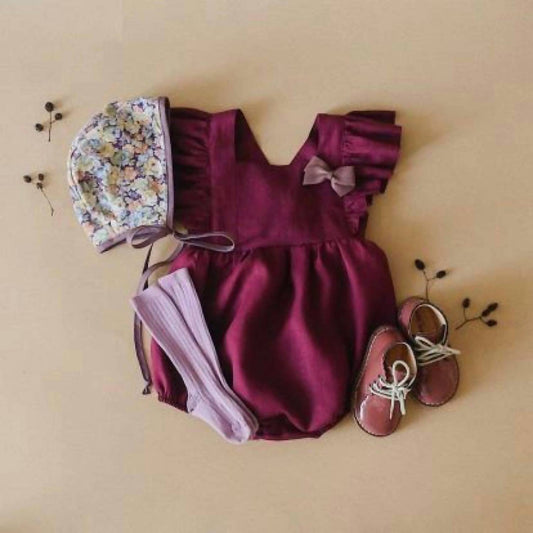 Annie & Charles - Baby Girl's Organic Linen Bloomer Daisy