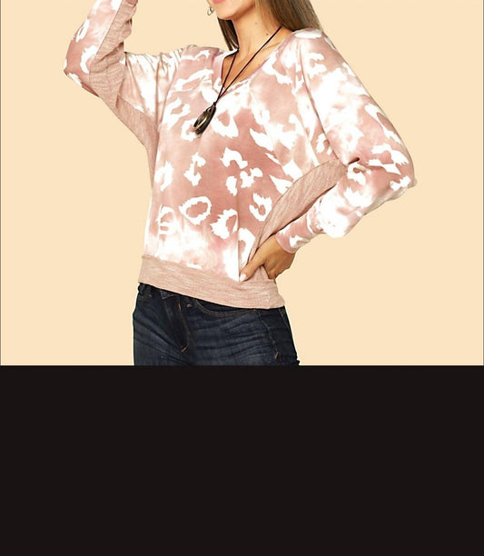 V Neck Leopard Print Sweater