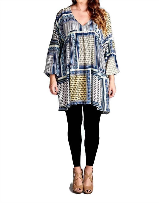 Velzera - Floral Color Block Baby Doll Mini Dress - Plus