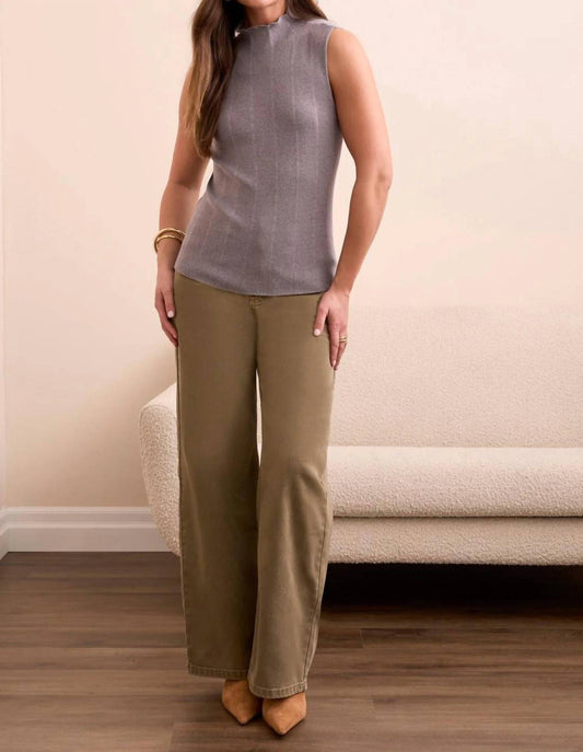 Tribal - Textured Sleeveless Mock Neck Top