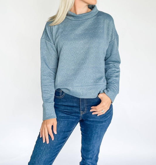 Tribal - Puckered Knit Drop Shoulder Funnel Neck Top