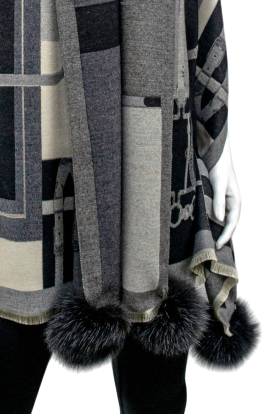 Mitchie'S Matchings - Women's Burb Plaid Wide Scarf With Fox Poms