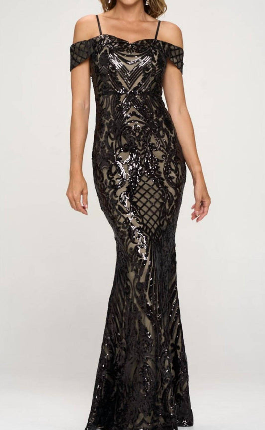 Ricarica - Roxanne Off Shoulder Sequin Gown