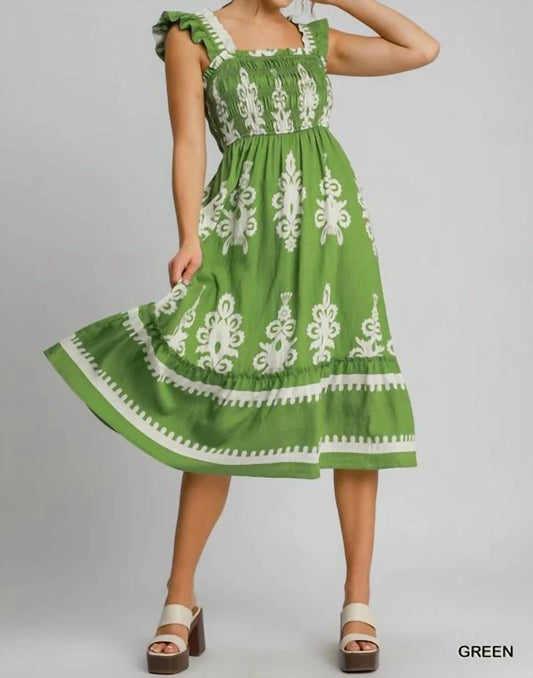 Umgee - Abstract Smocked Midi Dress