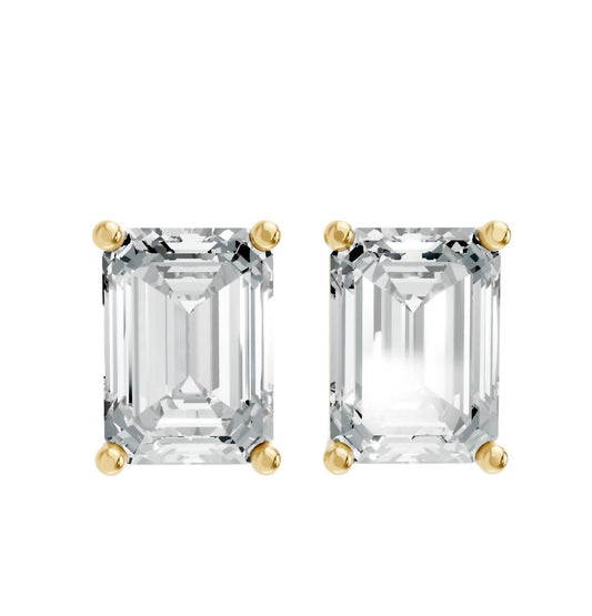 Aamiaa - Women's Emerald Shape 4 Prong Push Back Studs