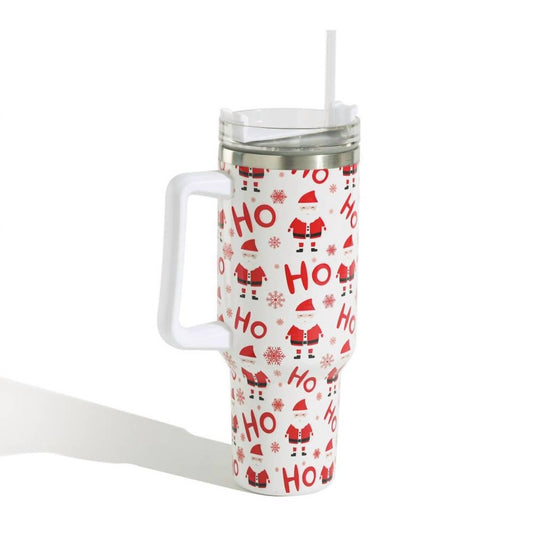 Judson & Co. - Ho Ho Ho Santa Printed 40 Oz Double Wall Stainless Tumbler With Handle