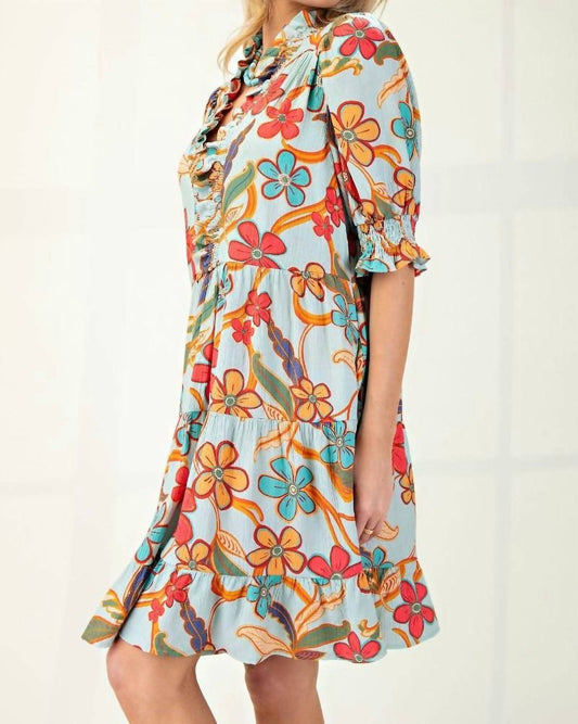 Easel - Peach Blossom Short Dress