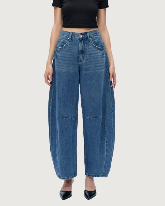 Bayeas - Darted Super High Waist Barrel Jeans