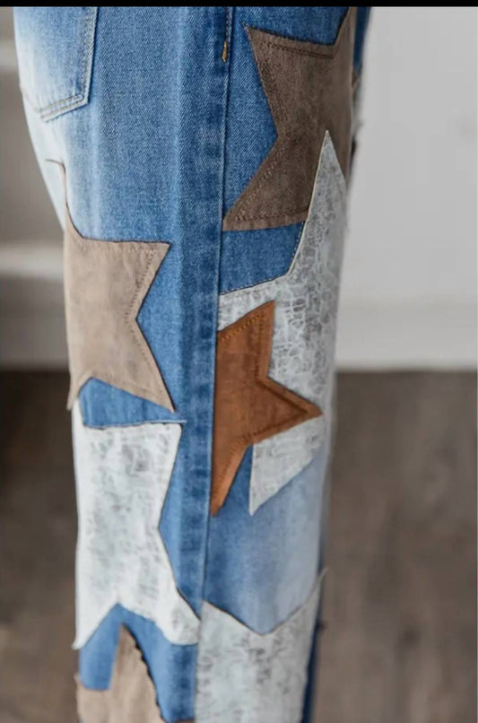 Oli & Hali - Boho Washed Star Patch Jeans