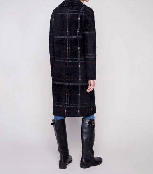 Charlie B - Long Plaid Knit Coatigan