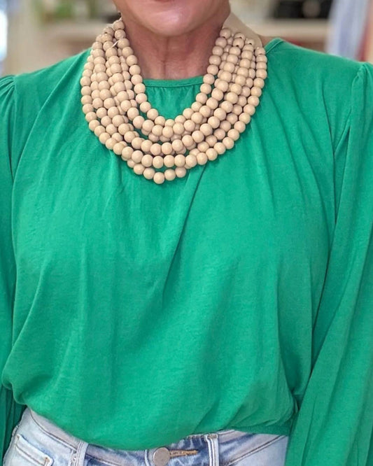 Bobi - Shirred Three-quarter Sleeve Tee