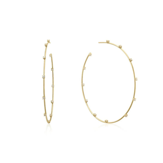 Eklexic - Women's Cz Studded Thin Oversized Hoops