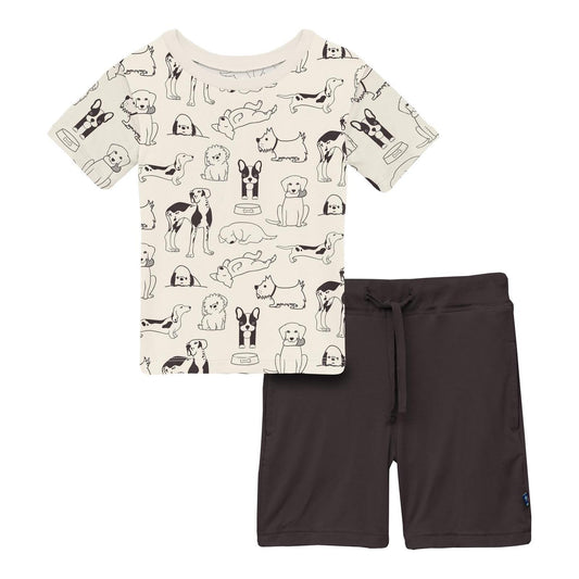 Kickee - Baby's Short Sleeve Crew Neck Tee And Lightweight Shorts Set