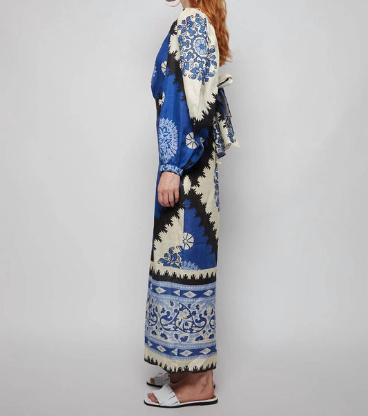 Johanna Ortiz - Glorious Rivers Midi Dress With Puff Sleeves And Cutout Waist