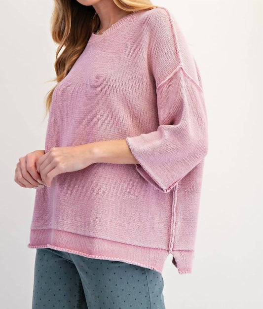 Easel - Foxy Mineral Washed Knit Sweater Top
