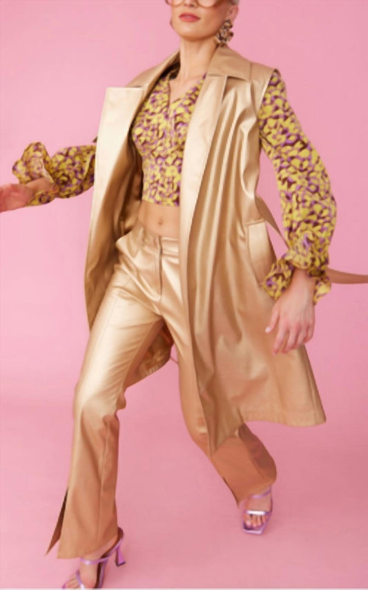 Jayley - Faux Suede Metallic Maxi Gilet