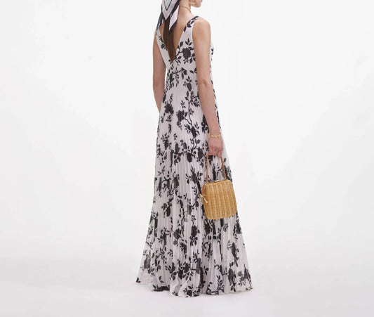 Self-Portrait - Floral Print Chiffon Maxi Dress