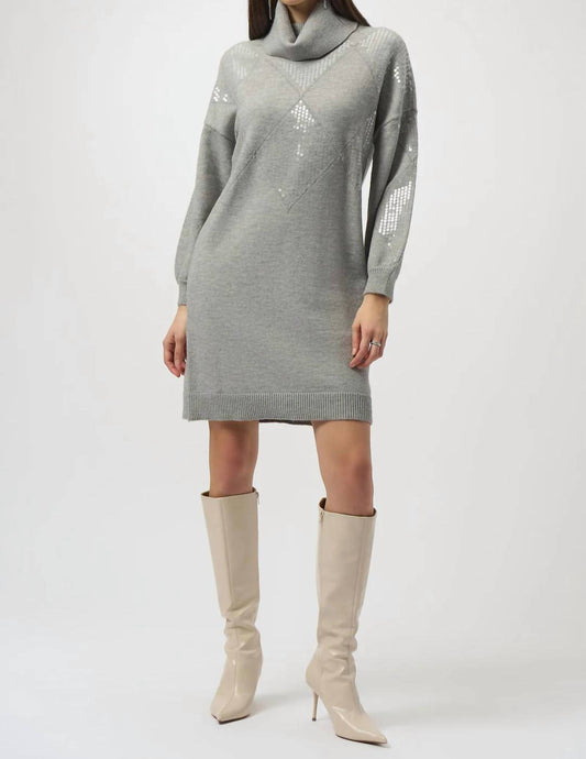 Joseph Ribkoff - Turtleneck Long Puff Sleeve Straight Dress