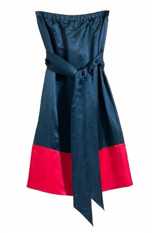 Marc Jacobs - Suzie Satin Silk Strapless Belted Midi Dress