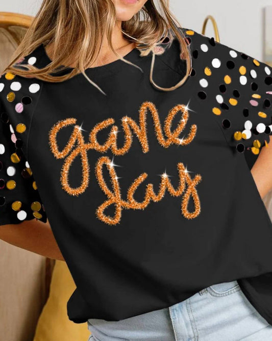 Bibi - Game Day Metallic Letter Top