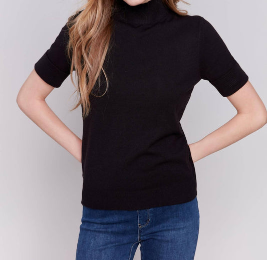 Charlie B - Mock Neck Short Sleeve Top