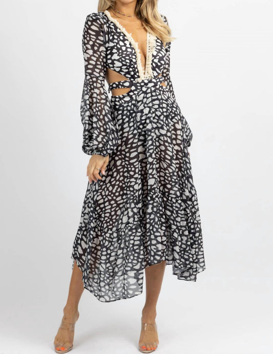 SPOTTED FRINGE MAXI DRESS